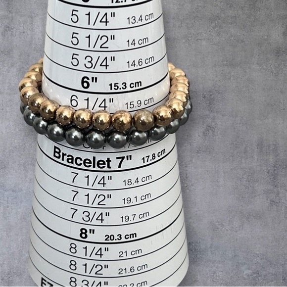 Set of 2 stretchy bracelet faux pearls - Picture 3 of 3